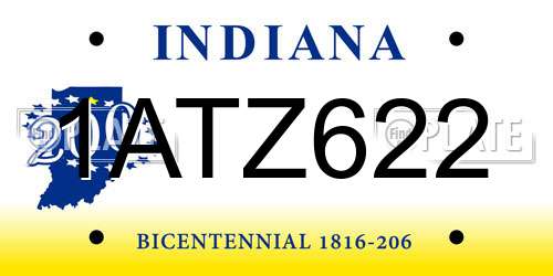 1ATZ622 Indiana License Plate