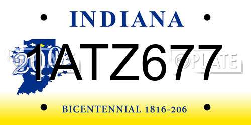 1ATZ677 Indiana License Plate