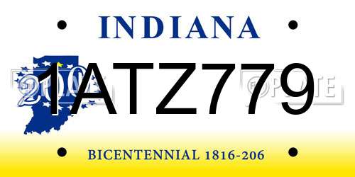 1ATZ779 Indiana License Plate