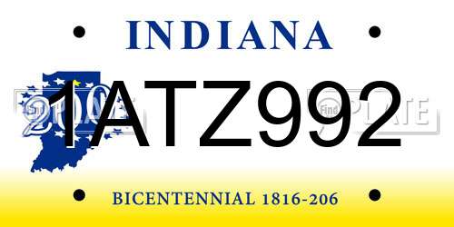 1ATZ992 Indiana License Plate