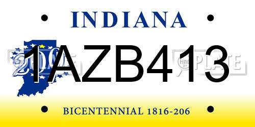 1AZB413 Indiana License Plate