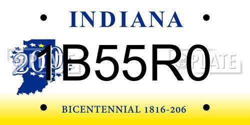 1B55R0 Indiana License Plate