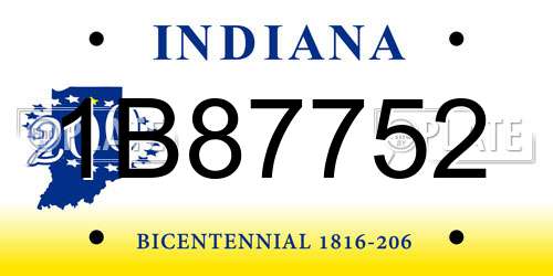 1B87752 Indiana License Plate