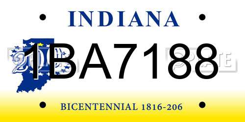 1BA7188 Indiana License Plate