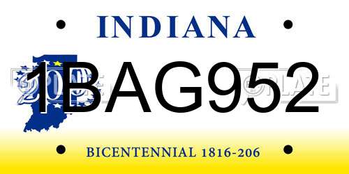1BAG952 Indiana License Plate