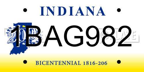 1BAG982 Indiana License Plate