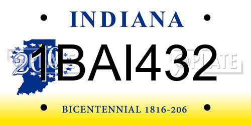 1BAI432 Indiana License Plate