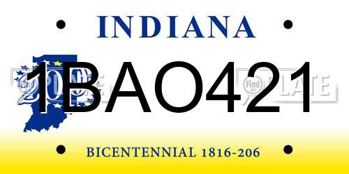 1BAO421 Indiana License Plate