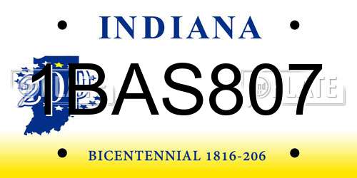 1BAS807 Indiana License Plate