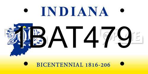 1BAT479 Indiana License Plate