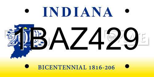 1BAZ429 Indiana License Plate