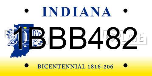1BBB482 Indiana License Plate