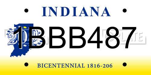 1BBB487 Indiana License Plate