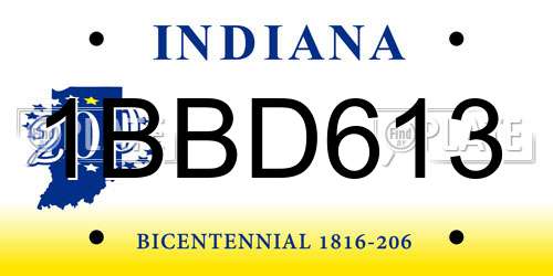 1BBD613 Indiana License Plate
