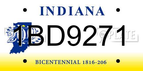 1BD9271 Indiana License Plate