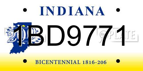 1BD9771 Indiana License Plate