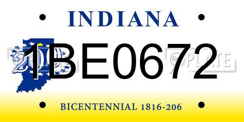 1BE0672 Indiana License Plate