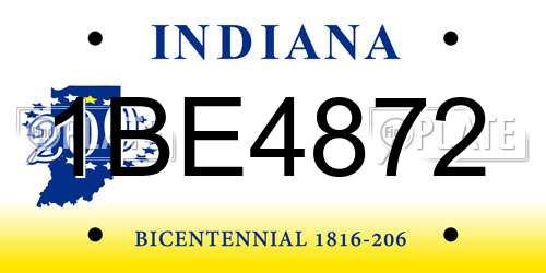 1BE4872 Indiana License Plate