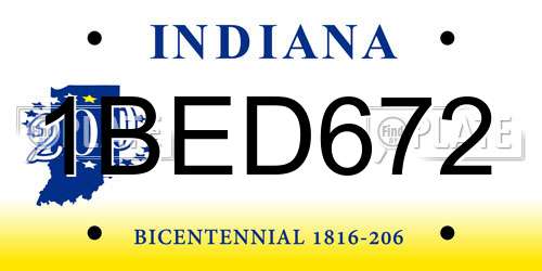 1BED672 Indiana License Plate
