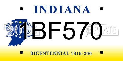 1BF570 Indiana License Plate