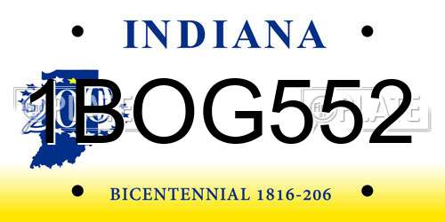 1BOG552 Indiana License Plate