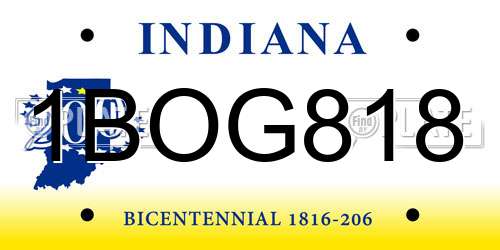 1BOG818 Indiana License Plate