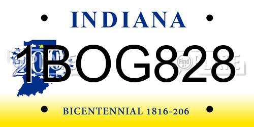 1BOG828 Indiana License Plate