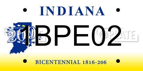 1BPE02 Indiana License Plate