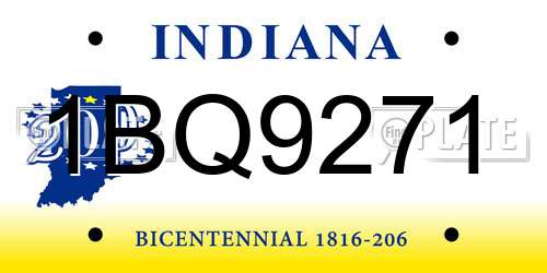 1BQ9271 Indiana License Plate
