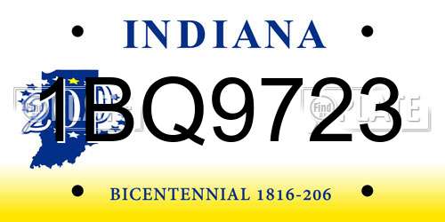 1BQ9723 Indiana License Plate