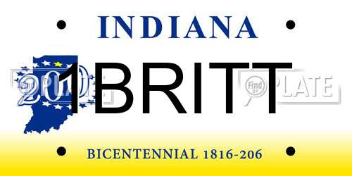 1BRITT Indiana License Plate