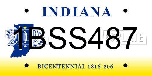 1BSS487 Indiana License Plate