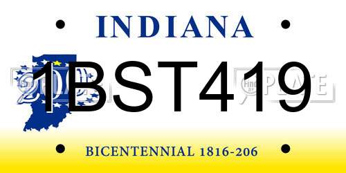 1BST419 Indiana License Plate