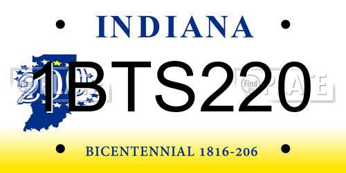 1BTS220 Indiana License Plate