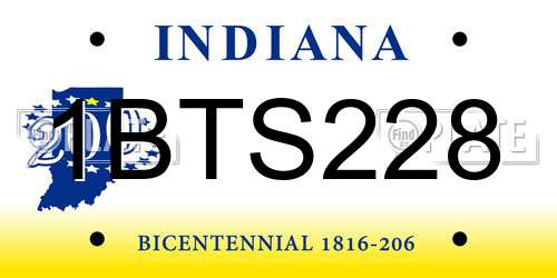 1BTS228 Indiana License Plate