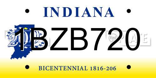 1BZB720 Indiana License Plate