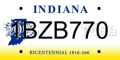 1BZB770 Indiana License Plate