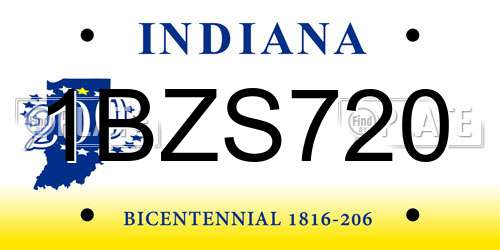 1BZS720 Indiana License Plate