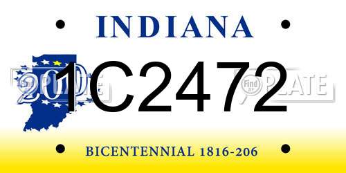 1C2472 Indiana License Plate
