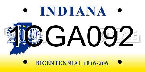 1CGA092 Indiana License Plate