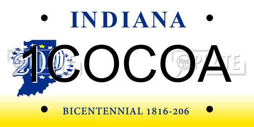 1COCOA Indiana License Plate