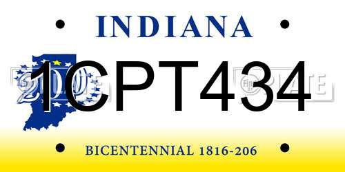 1CPT434 Indiana License Plate