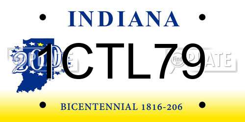 1CTL79 Indiana License Plate