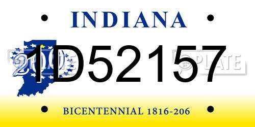 1D52157 Indiana License Plate