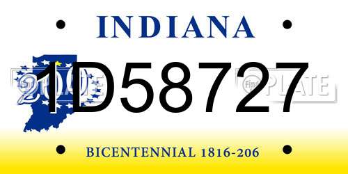 1D58727 Indiana License Plate