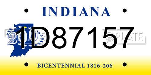 1D87157 Indiana License Plate