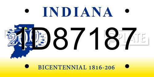 1D87187 Indiana License Plate