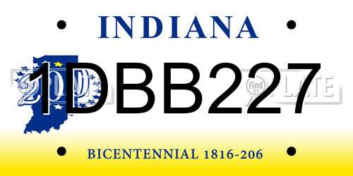 1DBB227 Indiana License Plate