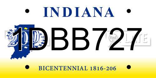 1DBB727 Indiana License Plate