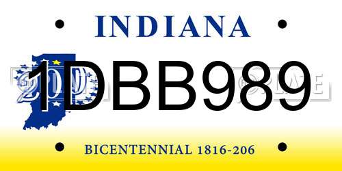 1DBB989 Indiana License Plate